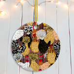 Collage van Hand Drawn Funny Chickens Keramisch Ornament<br><div class="desc">Met de hand getrokken cartoon kippen kerstversiering. Dit is een geweldig cadeau voor een kippenliefhebber of iemand met hobbykippen.</div>