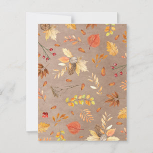Collage van herfstbladeren op bruin briefkaart