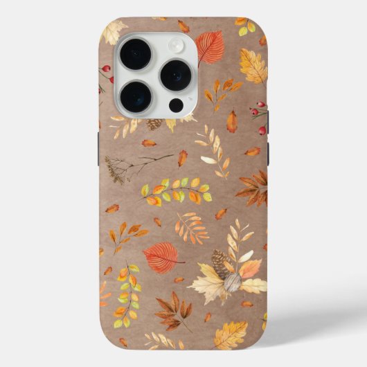 Collage van herfstbladeren op bruin Case-Mate iPhone case (Achterkant)