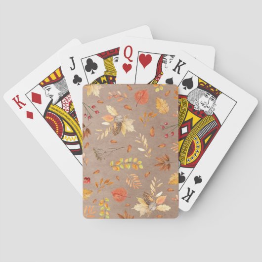 Collage van herfstbladeren op bruin pokerkaarten (Achterkant)