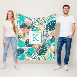 Collage van het tropische blad fleece deken