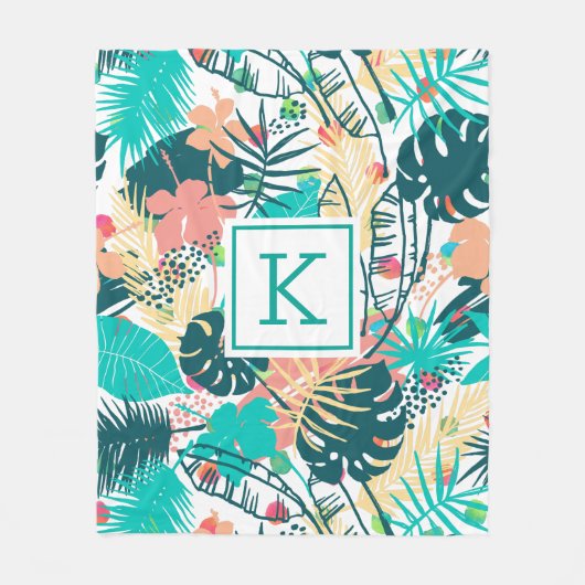 Collage van het tropische blad fleece deken (Voorkant)