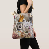 Collage van katten en speelgoed tote bag (Dichtbij)