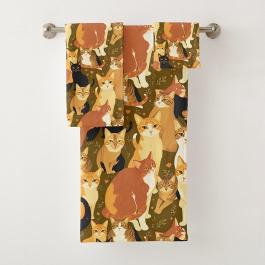 Collage van katten in bruin, bruin en roest bad handdoek (Insitu)
