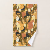 Collage van katten in bruin, bruin en roest bad handdoek (Handdoek)