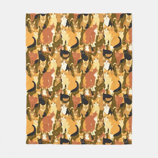 Collage van katten in bruin, bruin en roest fleece deken (Voorkant)