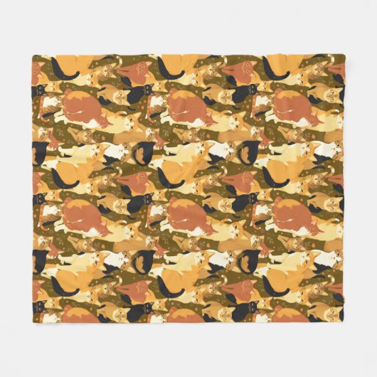 Collage van katten in bruin, bruin en roest fleece deken (Voorkant (Horizontaal))