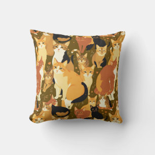 Collage van katten in bruin, bruin en roest kussen