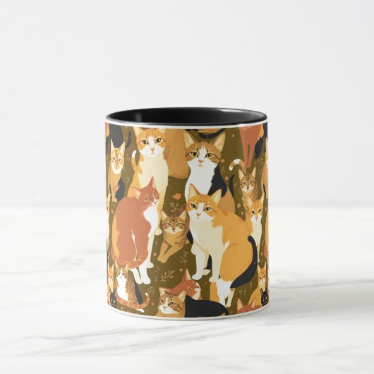 Collage van katten in bruin, bruin en roest mok (Midden)