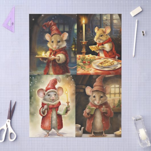 Collage van Kerstmuizen voor Decoupage Tissuepapier (Craft)