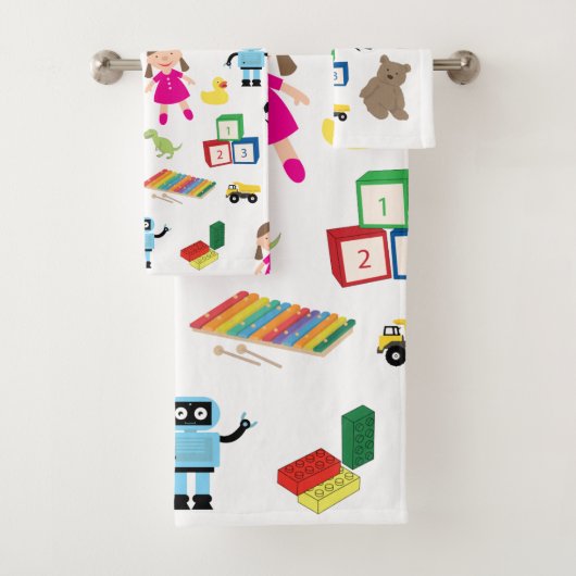 Collage van Kinder speelgoed Bad Handdoek (Insitu)