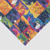 Collage van kleurrijke Pop Art Cats Decoupage Tissuepapier (Detail)