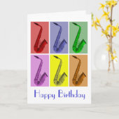 Collage van kleurrijke saxofoons Verjaardag Kaart (Gele Bloem)