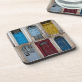 Collage van kleurrijke voordeuren bier onderzetter (Linkerzijde)