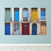 Collage van kleurrijke voordeuren canvas afdruk (Insitu (Houten vloer))