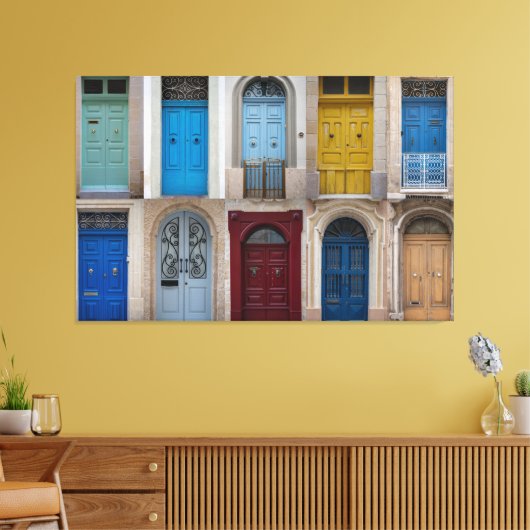 Collage van kleurrijke voordeuren canvas afdruk (Insitu (Woonkamer))