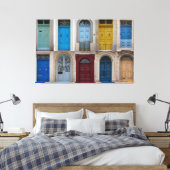 Collage van kleurrijke voordeuren canvas afdruk (Insitu (Slaapkamer))
