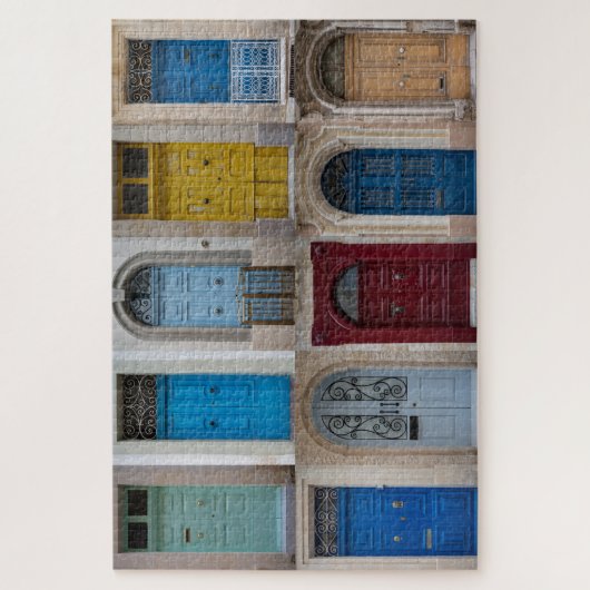 Collage van kleurrijke voordeuren legpuzzel (Verticaal)