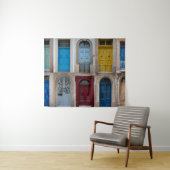 Collage van kleurrijke voordeuren wandkleed (In Situ (horizontaal))