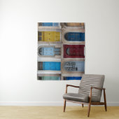 Collage van kleurrijke voordeuren wandkleed (In situ)