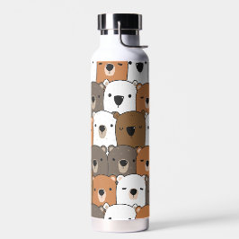 Collage van leuke beren gezichten waterfles