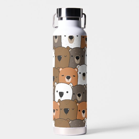Collage van leuke beren gezichten waterfles (Voorkant)