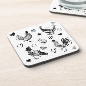 Collage van Leuke Kippen Bier Onderzetter (Linkerzijde)