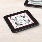 Collage van Leuke Kippen Bier Onderzetter (Linkerzijde)