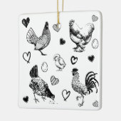 Collage van Leuke Kippen Keramisch Ornament (Links)