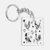Collage van Leuke Kippen Sleutelhanger (Voorkant Links)