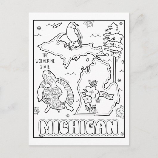 collage van Michigan Color Me Briefkaart (Voorkant)