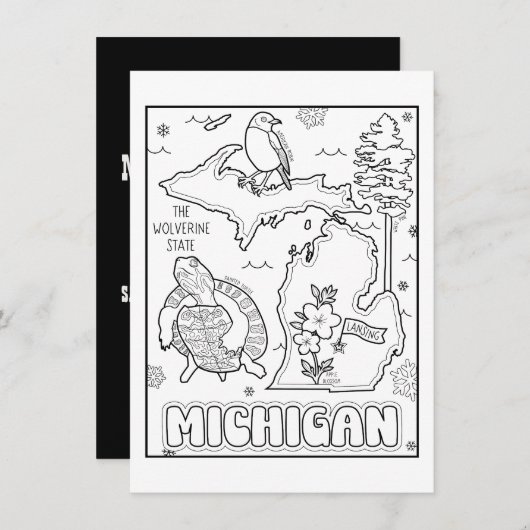 collage van Michigan Color Me Kaart (Voorkant / Achterkant)