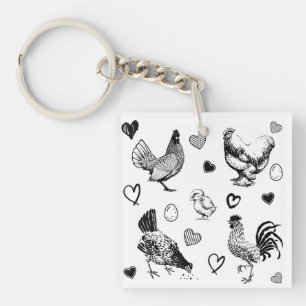 Collage van Mooie Kippen Sleutelhanger