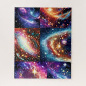 Collage van oneindigheidmysteries van kosmos en ve legpuzzel (Verticaal)