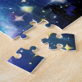 Collage van oneindigheidmysteries van kosmos en ve legpuzzel (Zijkant)