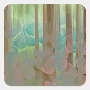 Collage van Oxalis en bomen Seabeck, WA Vierkante Sticker