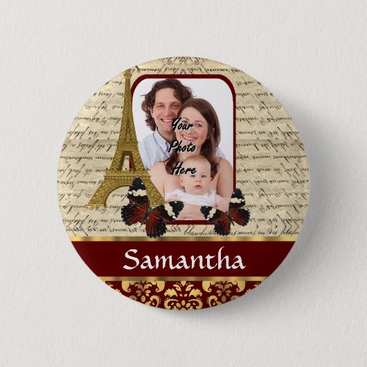 collage van Parijs Ronde Button 5,7 Cm (Voorkant)