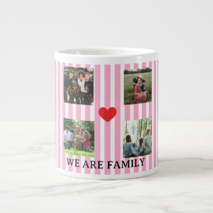 Collage van pastelgestreepte familie grote koffiekop
