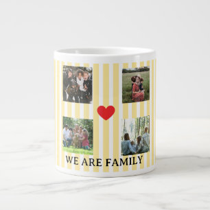 Collage van pastelgestreepte familie grote koffiekop