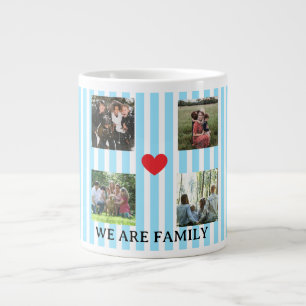 Collage van pastelgestreepte familie grote koffiekop