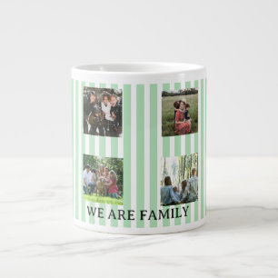 Collage van pastelgestreepte familie grote koffiekop