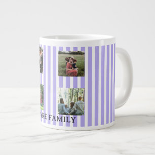 Collage van pastelgestreepte familie grote koffiekop