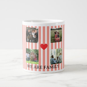 Collage van pastelgestreepte familie grote koffiekop