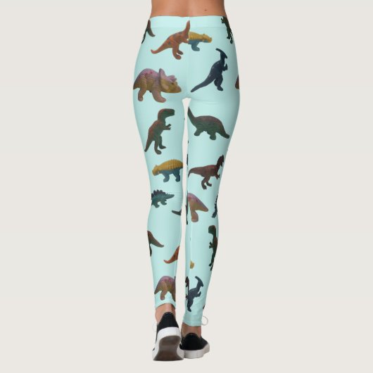 Collage van Plastic Speelgoed Dinosaurussen Mint G Leggings (Achterkant)