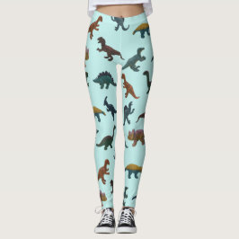 Collage van Plastic Speelgoed Dinosaurussen Mint G Leggings