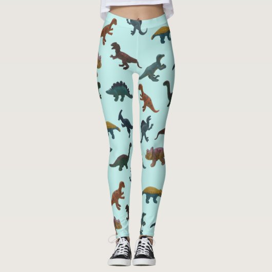 Collage van Plastic Speelgoed Dinosaurussen Mint G Leggings (Voorkant)