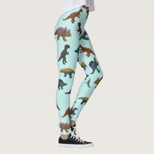 Collage van Plastic Speelgoed Dinosaurussen Mint G Leggings (Rechts)