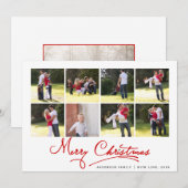 Collage van Red Merry kerstkalligrafie Feestdagenkaart (Voorkant / Achterkant)