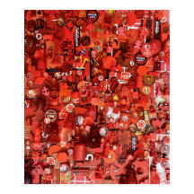 Collage van rode karton