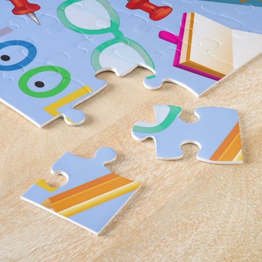 Collage van schoolbenodigdheden legpuzzel (Zijkant)
